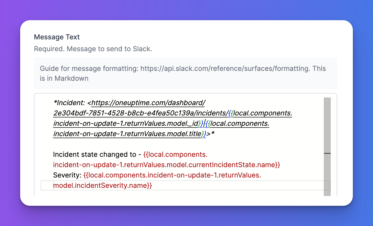Workflows in One Uptime: Slack Notifications